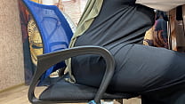 arab woman in hijab masturbates through her panties while working